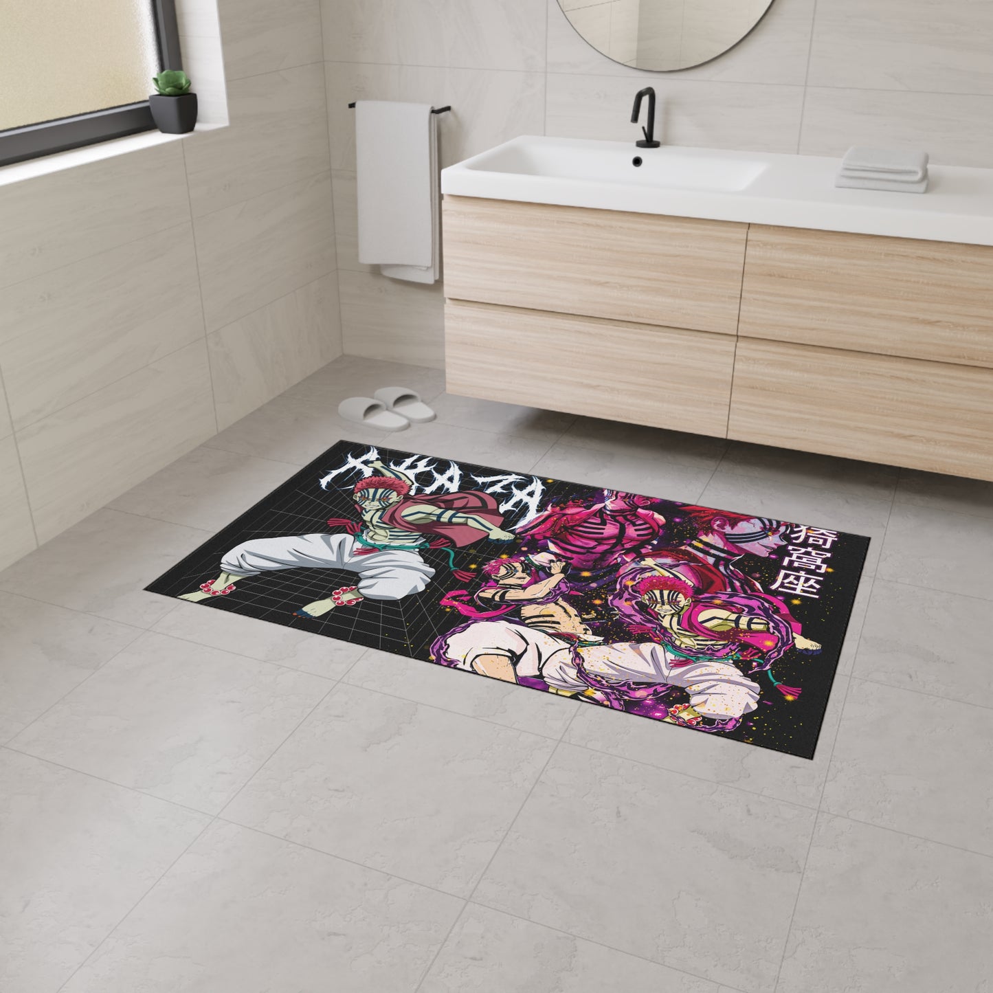 Anime-Inspired Heavy Duty Floor Mat, Gamer Decor, Home Entrance Rug, Unique Gift, Floor Protection, Love for Anime