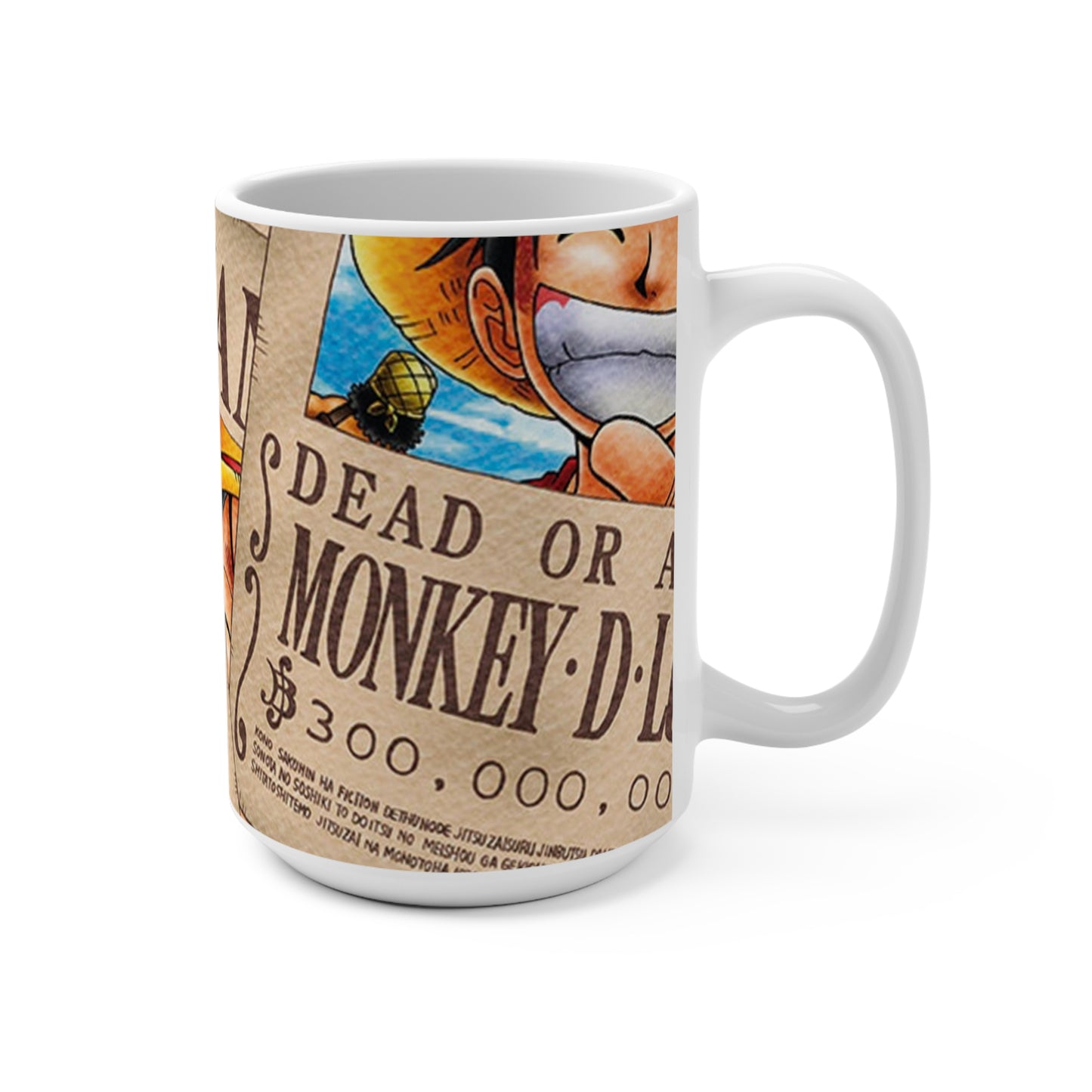 Luffy Adventurous Mug 15oz: Perfect for Coffee Lovers, Anime Fans, Gift for Holidays, Collectible, Unique Decor, Pirate Theme