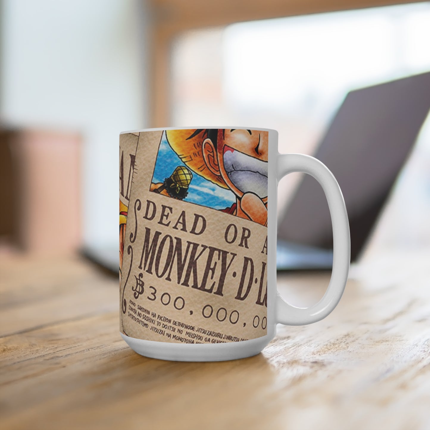 Luffy Adventurous Mug 15oz: Perfect for Coffee Lovers, Anime Fans, Gift for Holidays, Collectible, Unique Decor, Pirate Theme