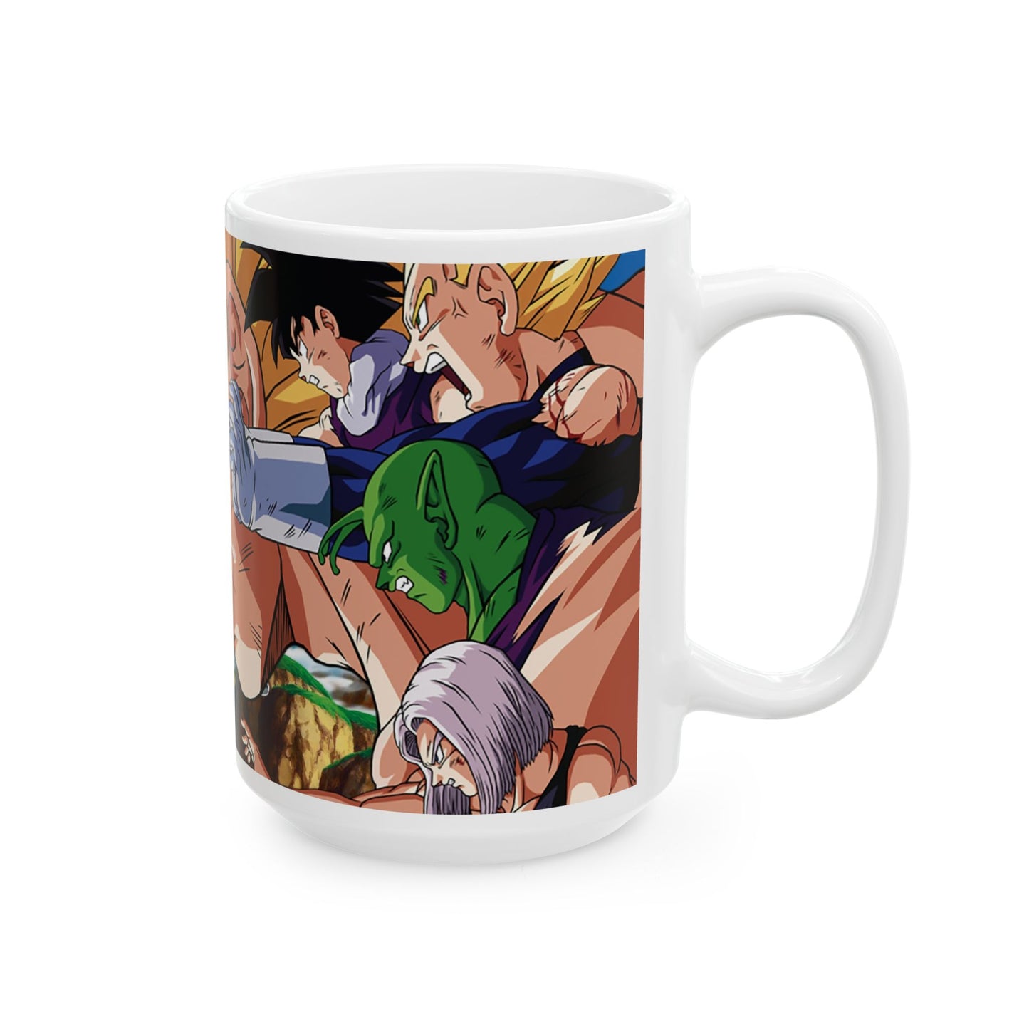 Epic Anime Characters Ceramic Mug, Dragon Ball Z Mug, Gift for Anime Fans, Coffee Cup, Cartoon Art Drinkware, 11oz, 15oz