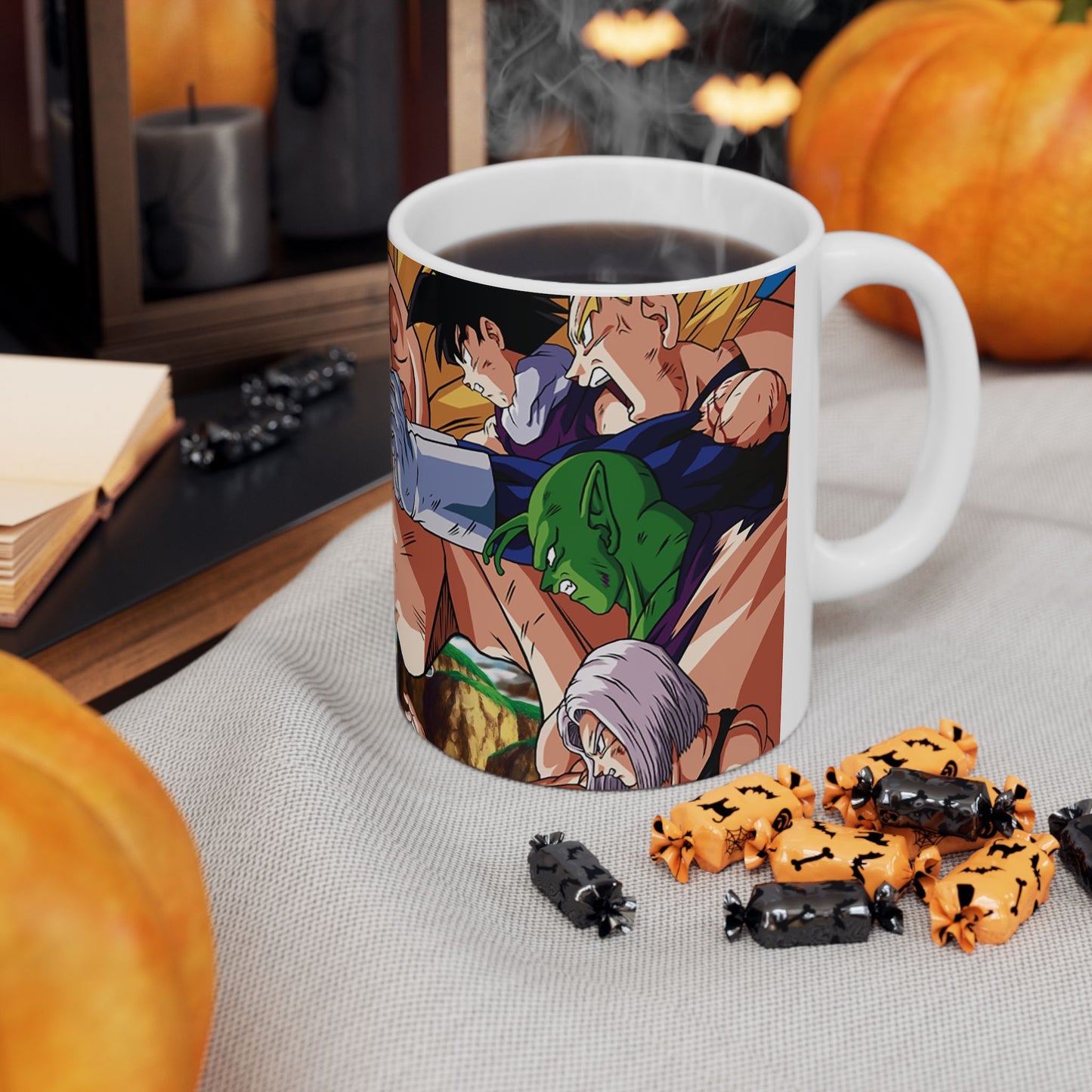 Epic Anime Characters Ceramic Mug, Dragon Ball Z Mug, Gift for Anime Fans, Coffee Cup, Cartoon Art Drinkware, 11oz, 15oz