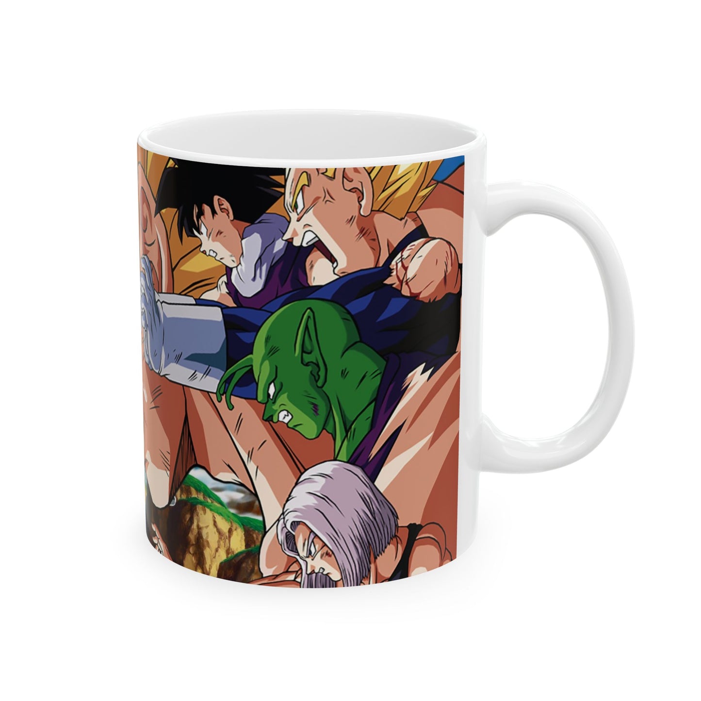 Epic Anime Characters Ceramic Mug, Dragon Ball Z Mug, Gift for Anime Fans, Coffee Cup, Cartoon Art Drinkware, 11oz, 15oz